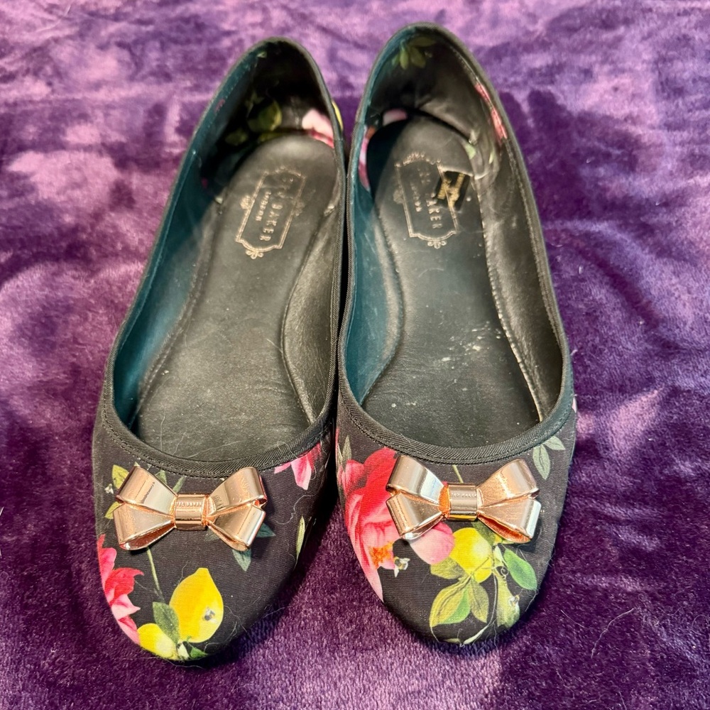 Ted Baker canvas floral print flats